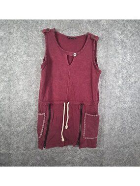 POL Women's Purple/ Burgandy Sleeveless Terry Romper Jumper Sz S